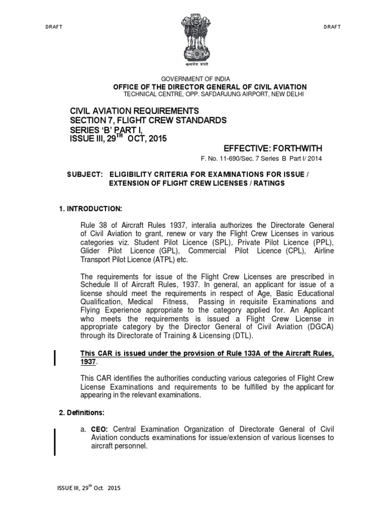 Flight Crew License Exam Criteria 2015 | PDF | Flight Instructor | Test ...