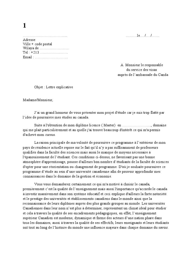 VISA VISITEUR🇨🇦 MODÈLE DE LETTRE EXPLICATIVE ENLOJA