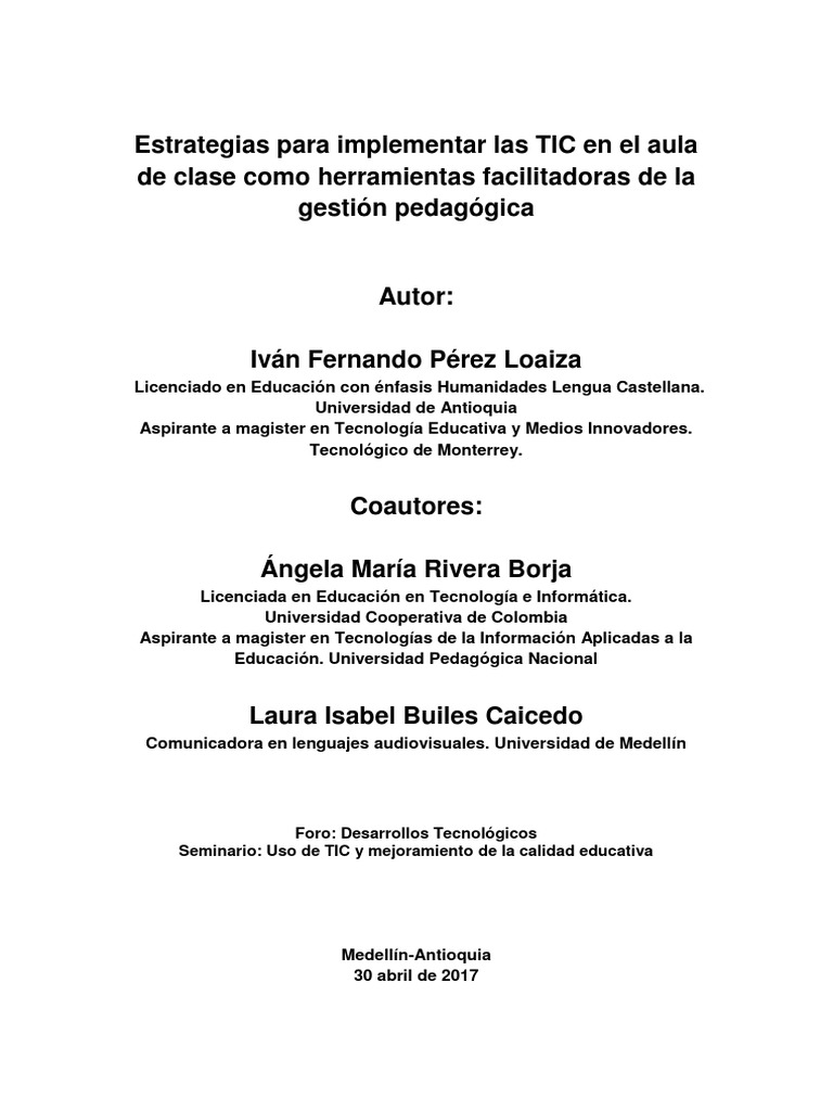 Estrategias para TIC en el Aula | PDF | Tecnología de información y ...