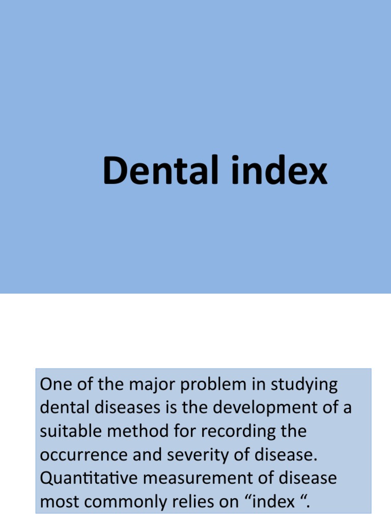 Dental Index PDF Prevalence Epidemiology