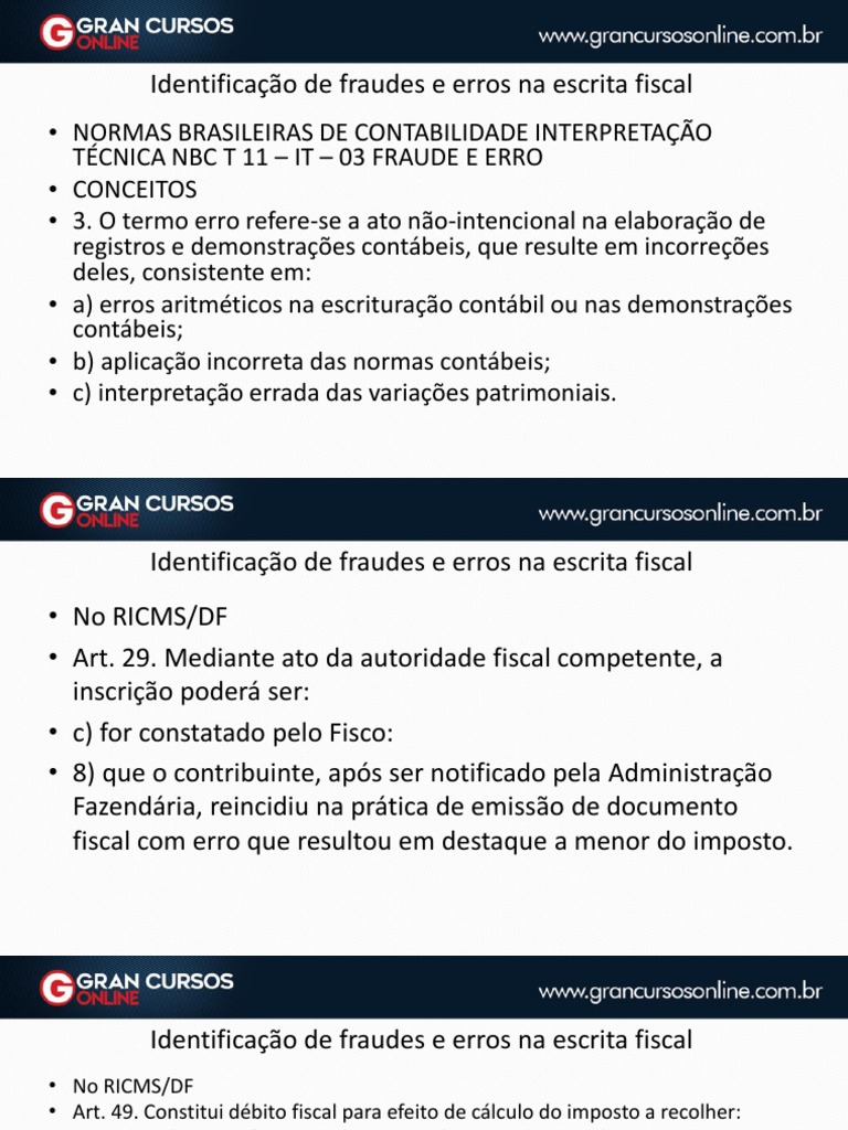 Identificação de Fraudes e Erros Na Escrita Fiscal | PDF ...