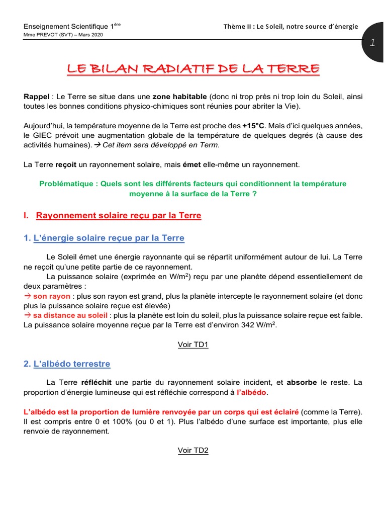 Bilan Radiatif Terrestre et Albédo | PDF | Effet de serre | Atmosphère ...