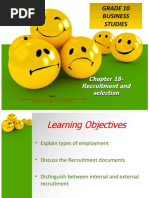 Grade 10 Business Studies Grade 10 Business Studies: Chapter 18-Recruitment and Selection