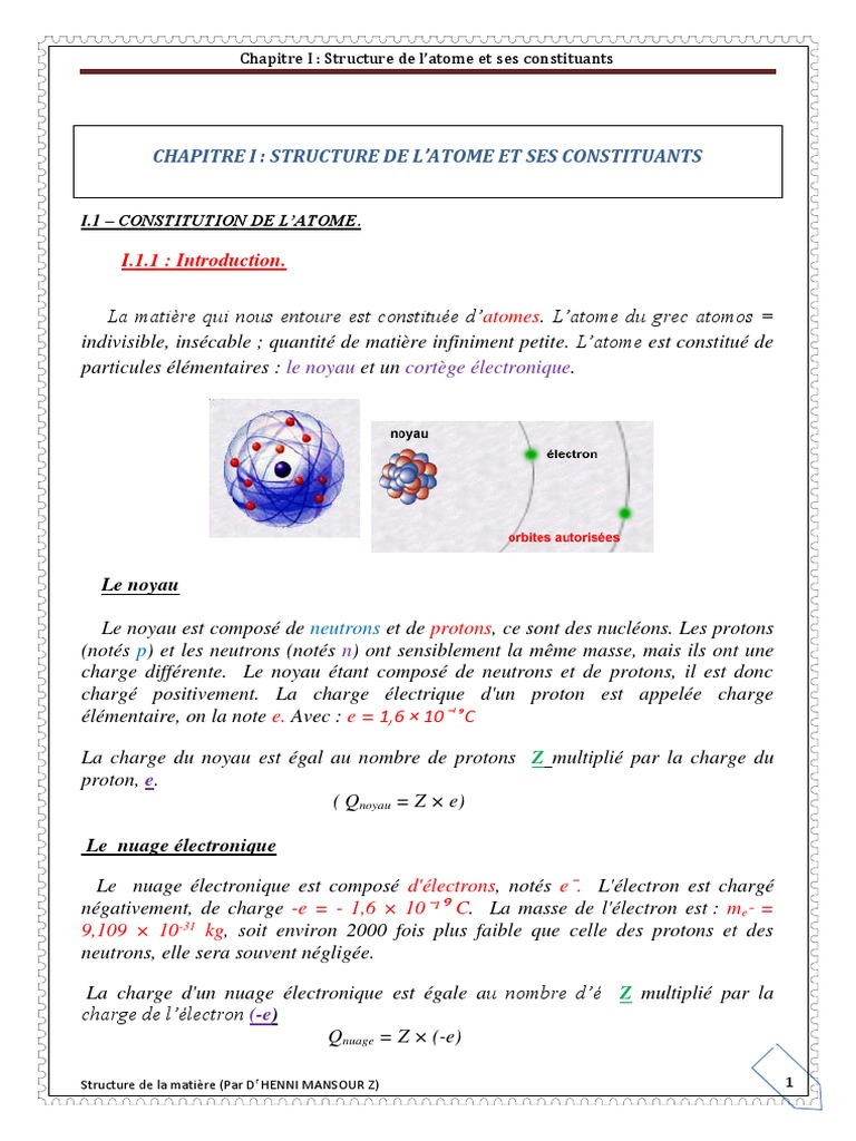 Masse D un Noyau Atomes | PDF | Particule élémentaire | Noyau atomique