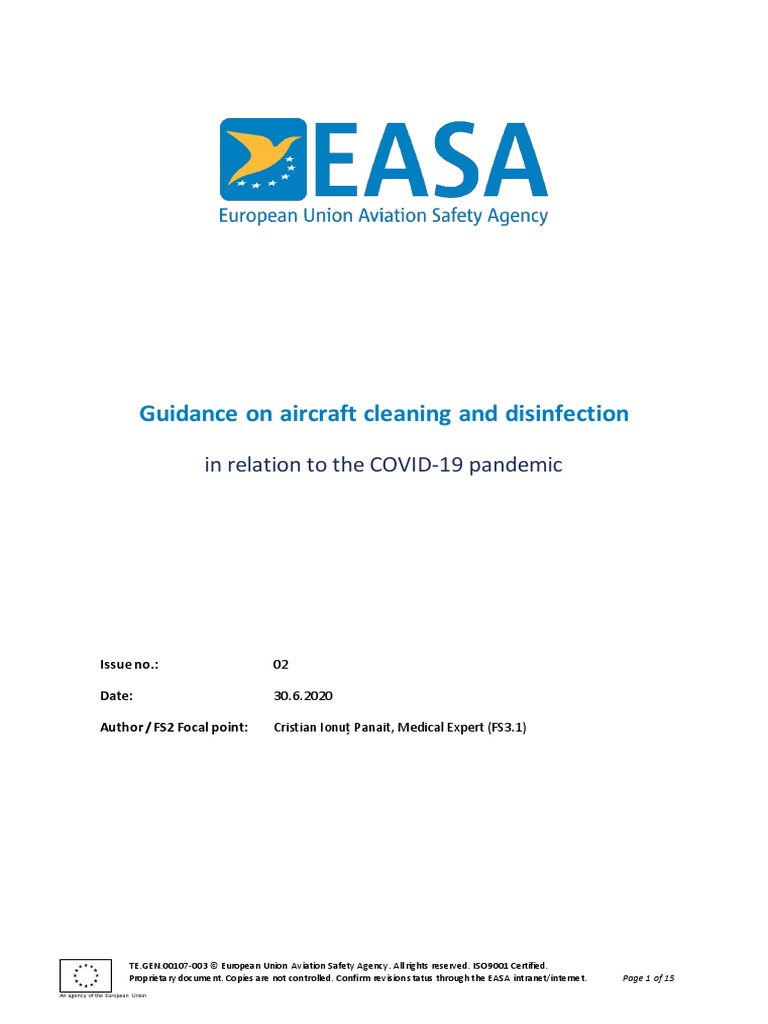 EASA Guidance On Aircraft Cleaning and Disinfection-Issue 2 | PDF ...