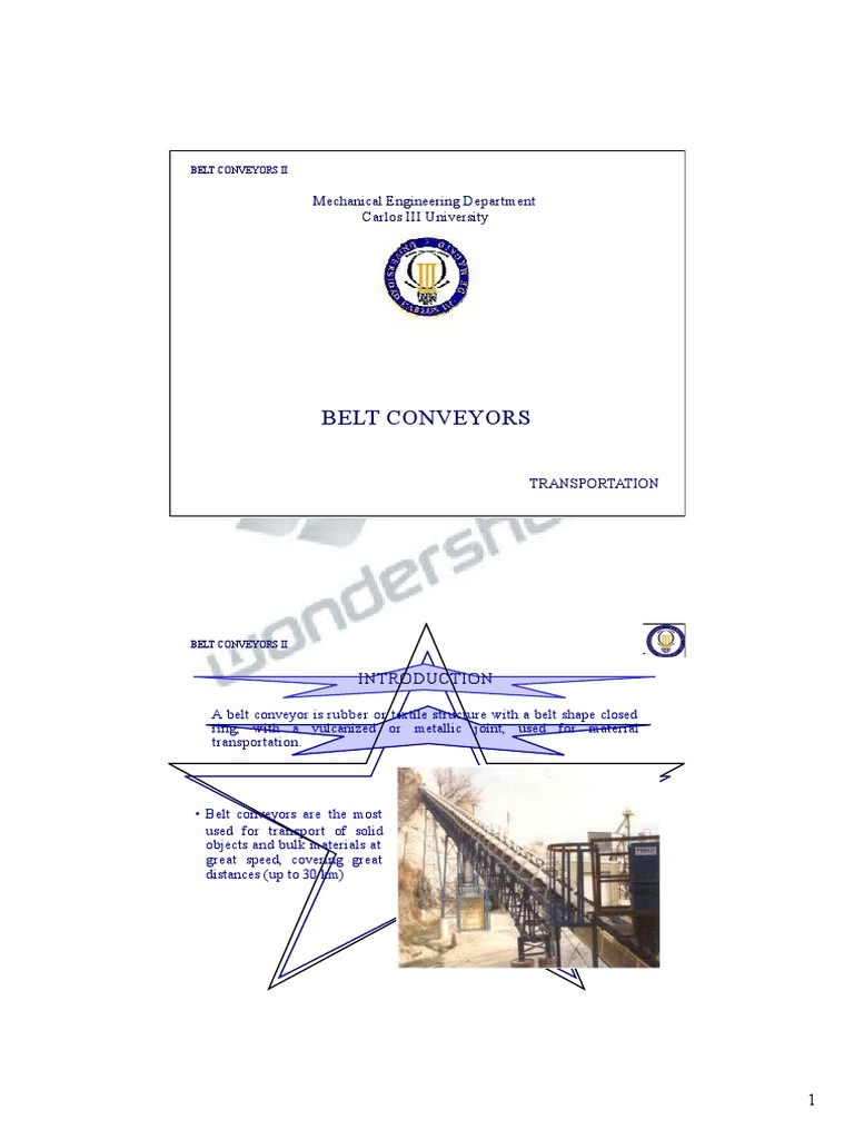 Belt Conveyors: Mechanical Engineering Department Carlos III University ...