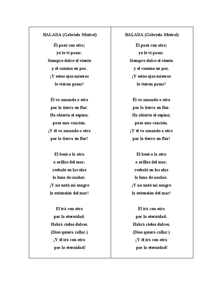 Balada de Gabriela Mistral | PDF | Poesía