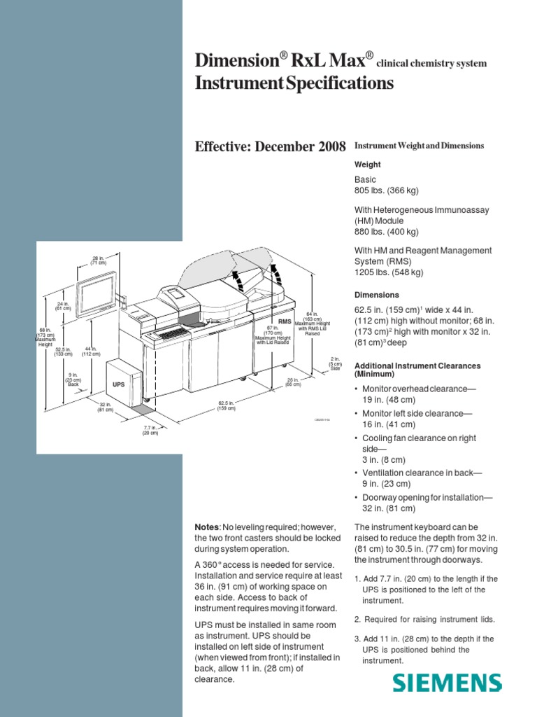 Siemens Dimension RXL Max System Spec Sheet PDF Ac Power Plugs And