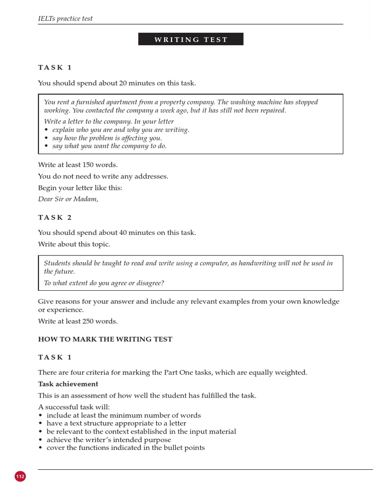 IELTS Writing Test Guide | PDF | International English Language Testing ...