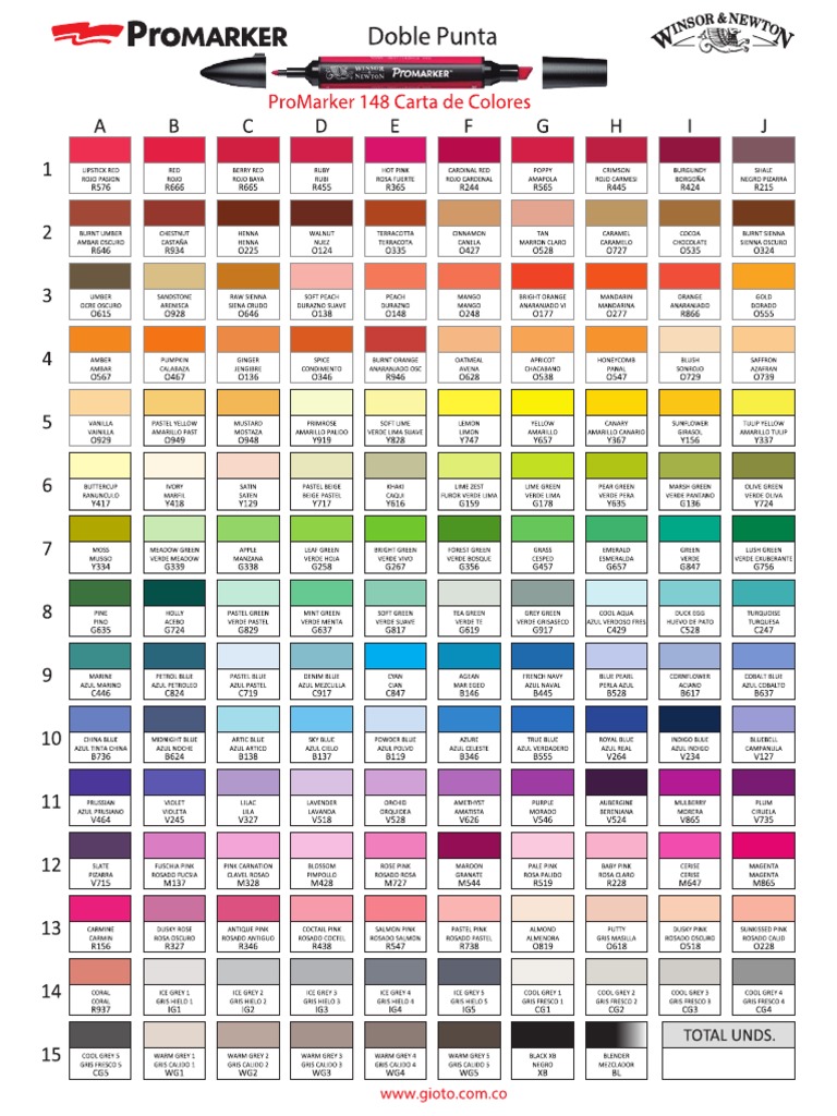 21 - Carta de Colores Marcadores Promarker Winsor | PDF