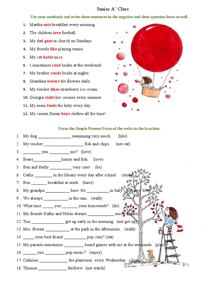 Junior A Exercises Grammar Drills Worksheet Templates Layouts - 124537 ...