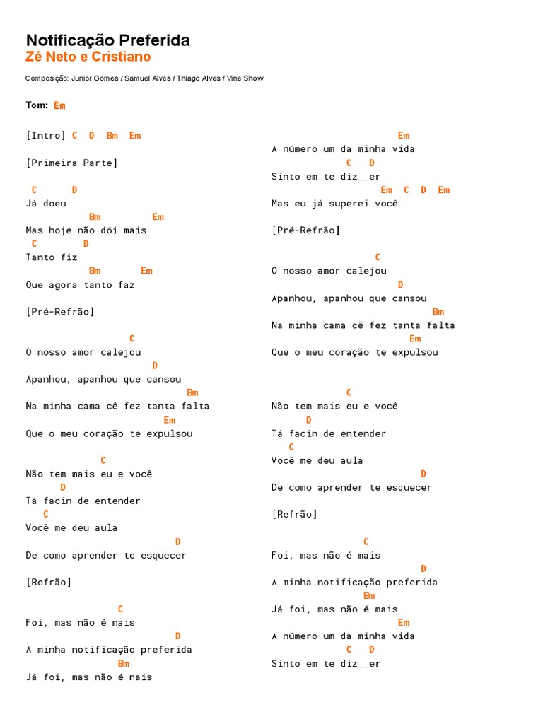 Notificação Preferida - Zé Neto e Cristiano | PDF | Música gravada ...