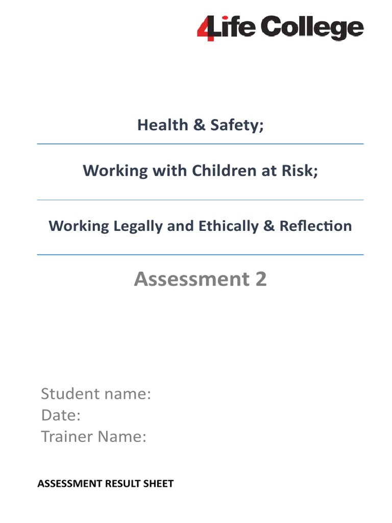 Assessment 2: Health & Safety Working With Children at Risk | PDF ...
