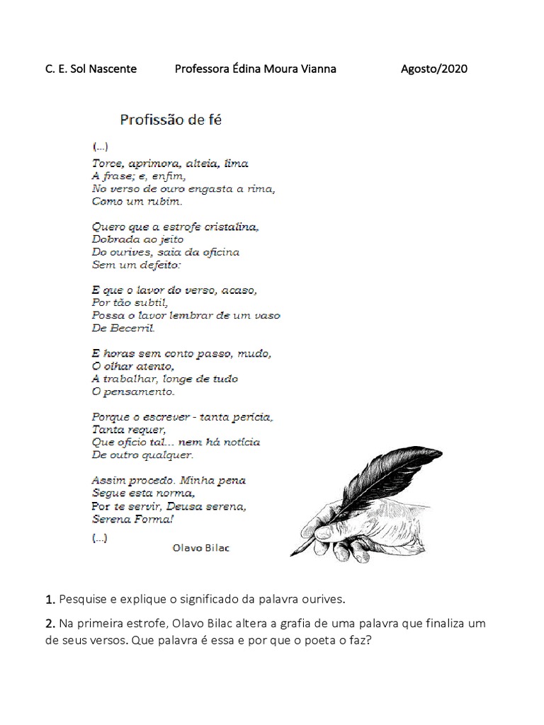 Profissão de Fé - Olavo Bilac | PDF