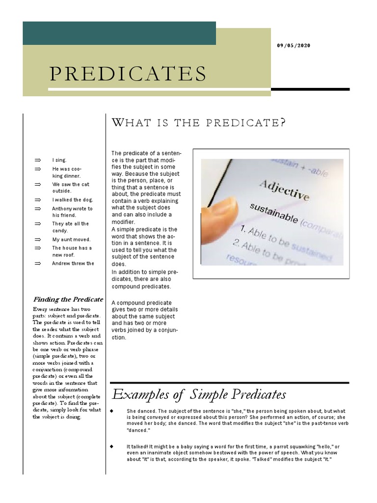 Predicates: Examples of Simple Predicates | PDF | Predicate (Grammar ...