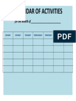 Calendar of Activities