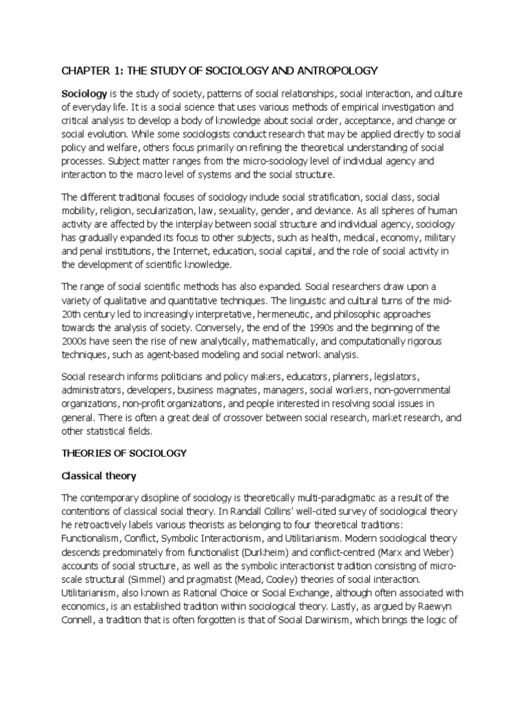 Sociology and Anthropology Overview | PDF | Anthropology | Sociology