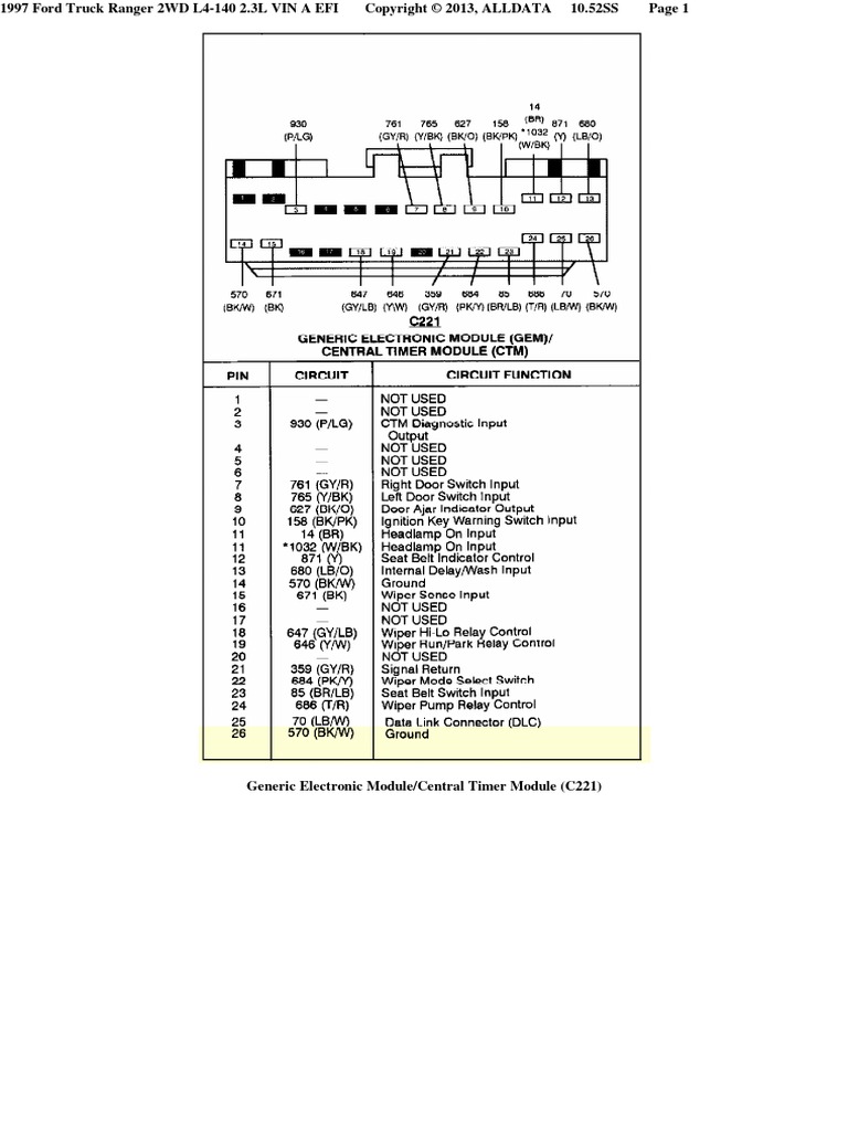 Diagrama Electrico Wiper Ford Ranger 1998 Parte 4 PDF | PDF