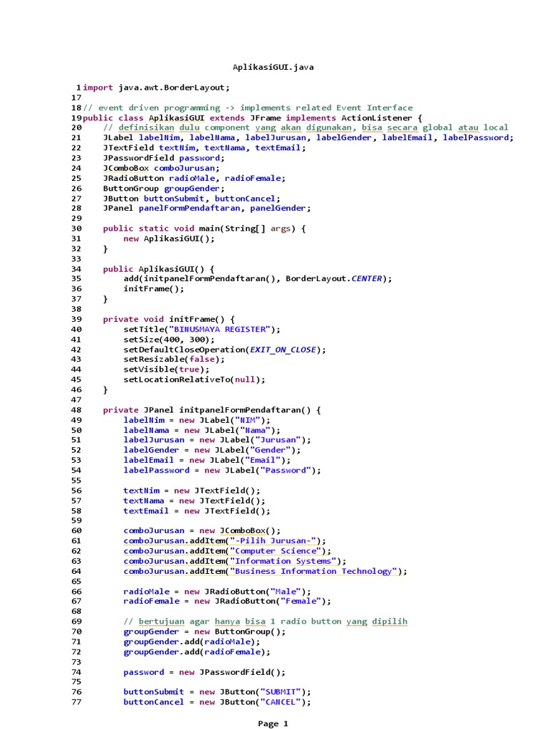 Java GUI for Student Registration | PDF | Computing | Computing And ...