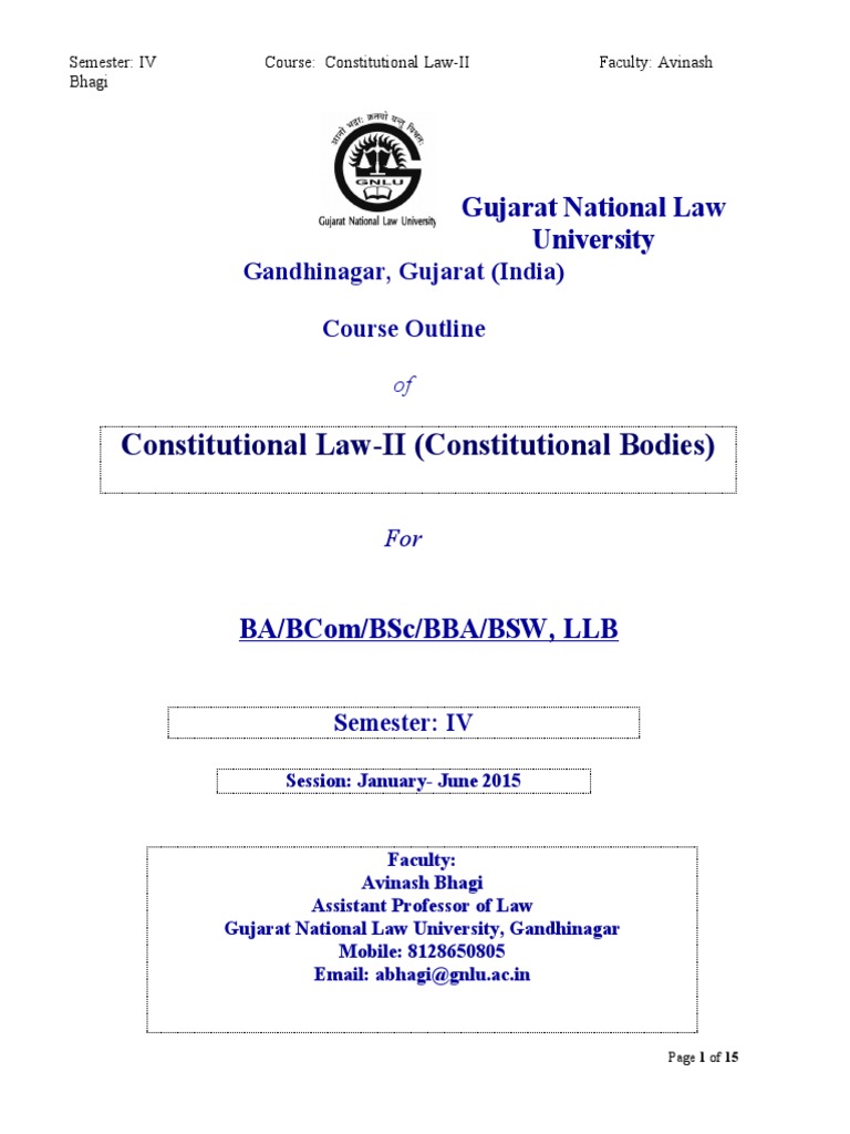 Constitutional Law-II Course Outline | PDF | Supreme Court Of India ...
