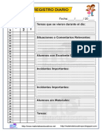 Registro diario clase participación conducta temas