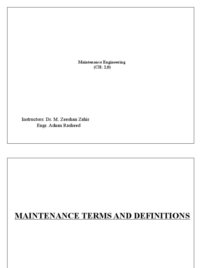 Maintenance Engineering Overview | PDF | Reliability Engineering ...