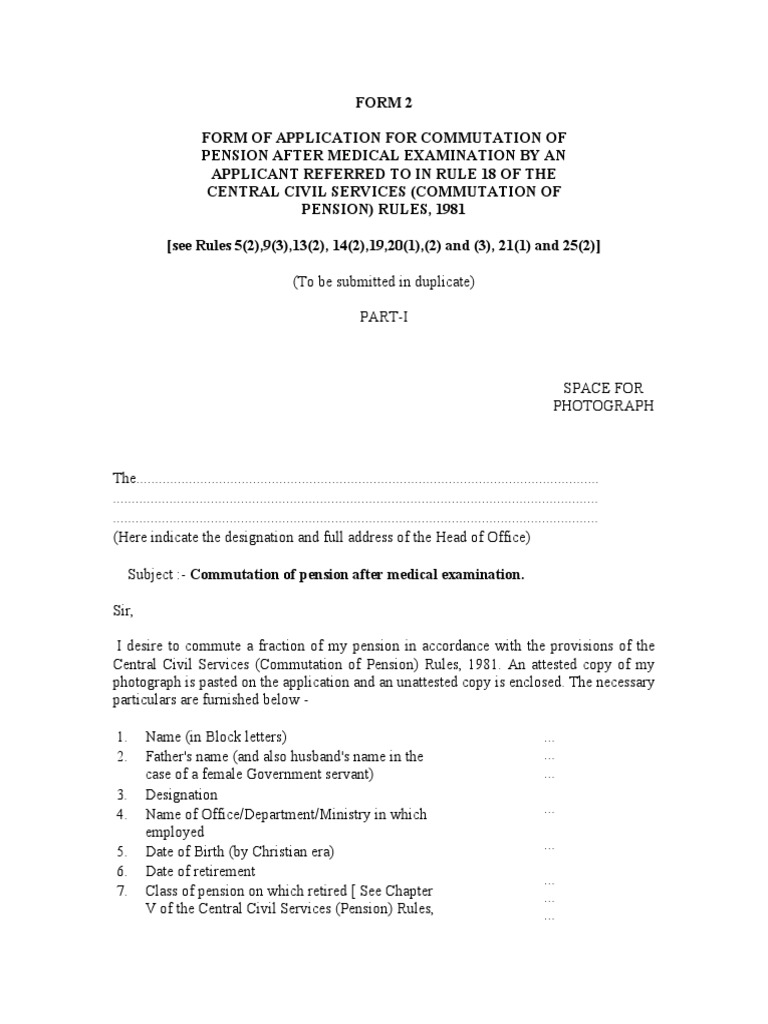 Application for Pension Commutation Form 2 | PDF | Pension | Government