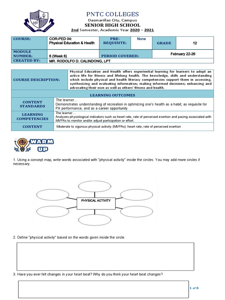 Understanding Heart Rate in PE | PDF | Heart Rate | Physical Fitness