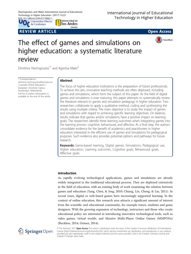 The Effect of Games and Simulations On Higher Education: A Systematic ...