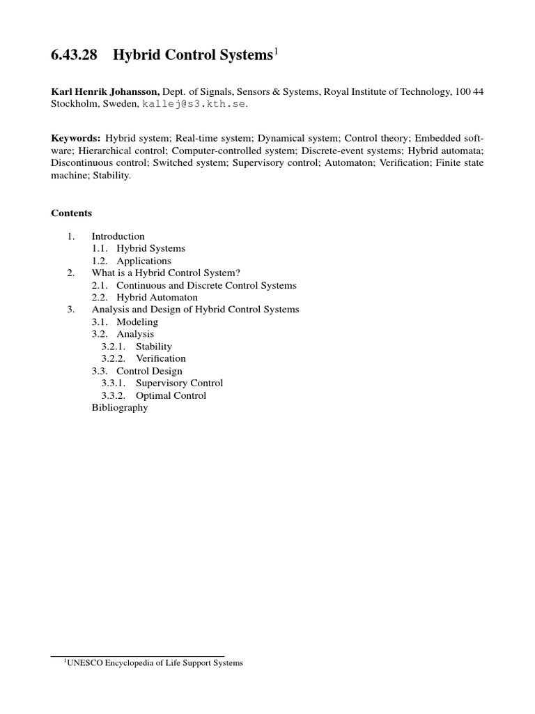 Understanding Hybrid Control Systems | PDF | Discrete Time And ...