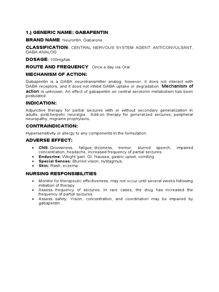 gabapentin mechanism of action pdf