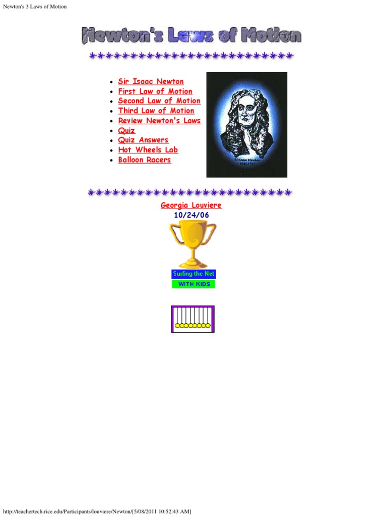 Sir Isaac Newton First Law of Motion Second Law of Motion Third Law of