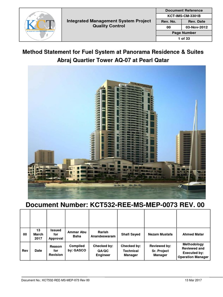Fuel System Method Statement Qatar | PDF | Pipe (Fluid Conveyance) | Valve