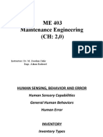 Lecture No 13 Human Sensing, Behaviour and Errors, Inventory 