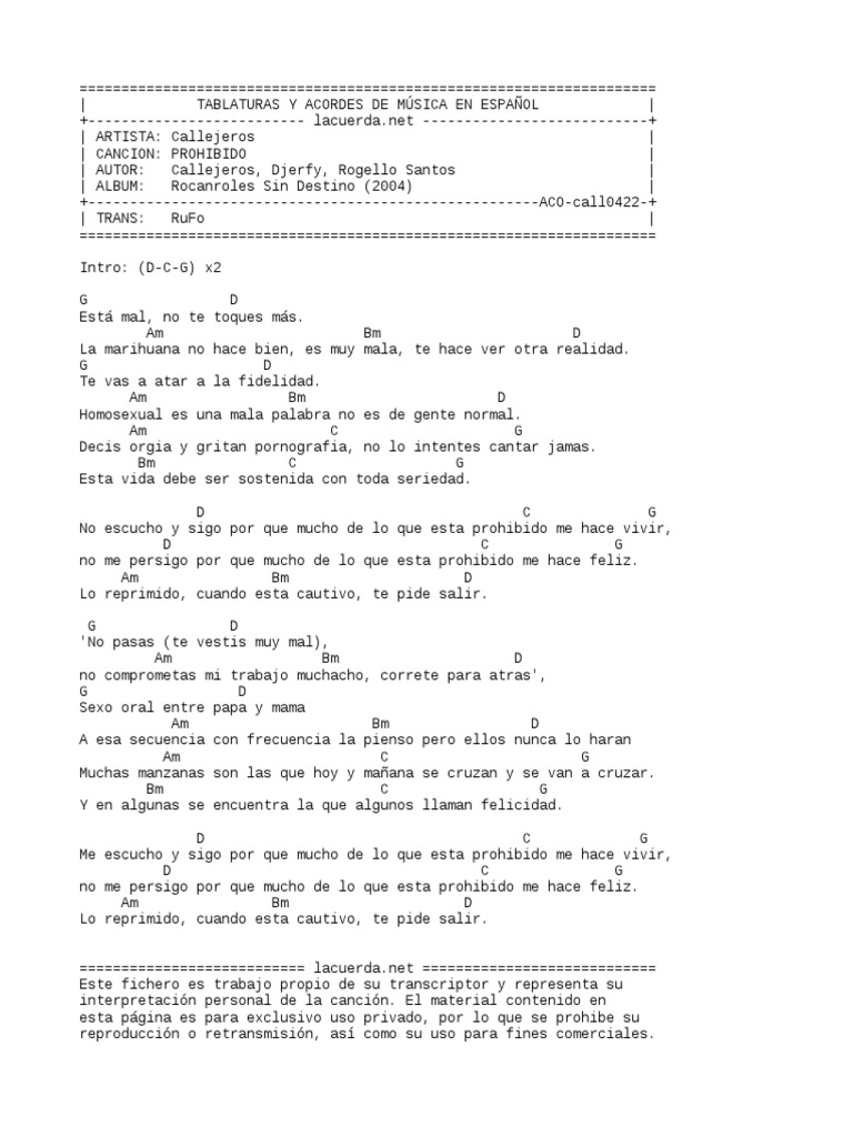 Acordes y letra de 