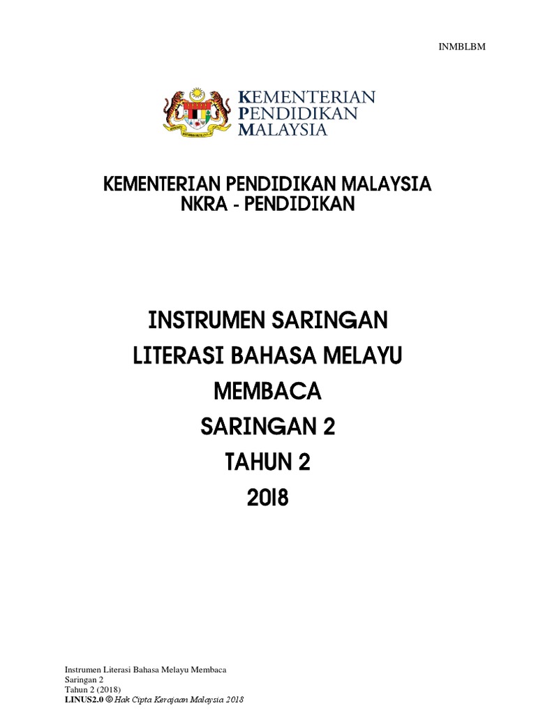 Instrumen Membaca LBM Saringan 2 THN 2 2018 PDF  PDF