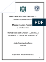 Método de derivación numérica y extrapolación de Richardson