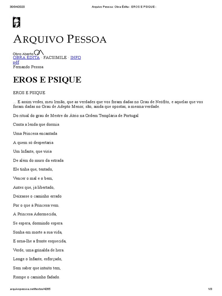 Eros e Psique: Obra Édita de Pessoa | PDF | Poesia