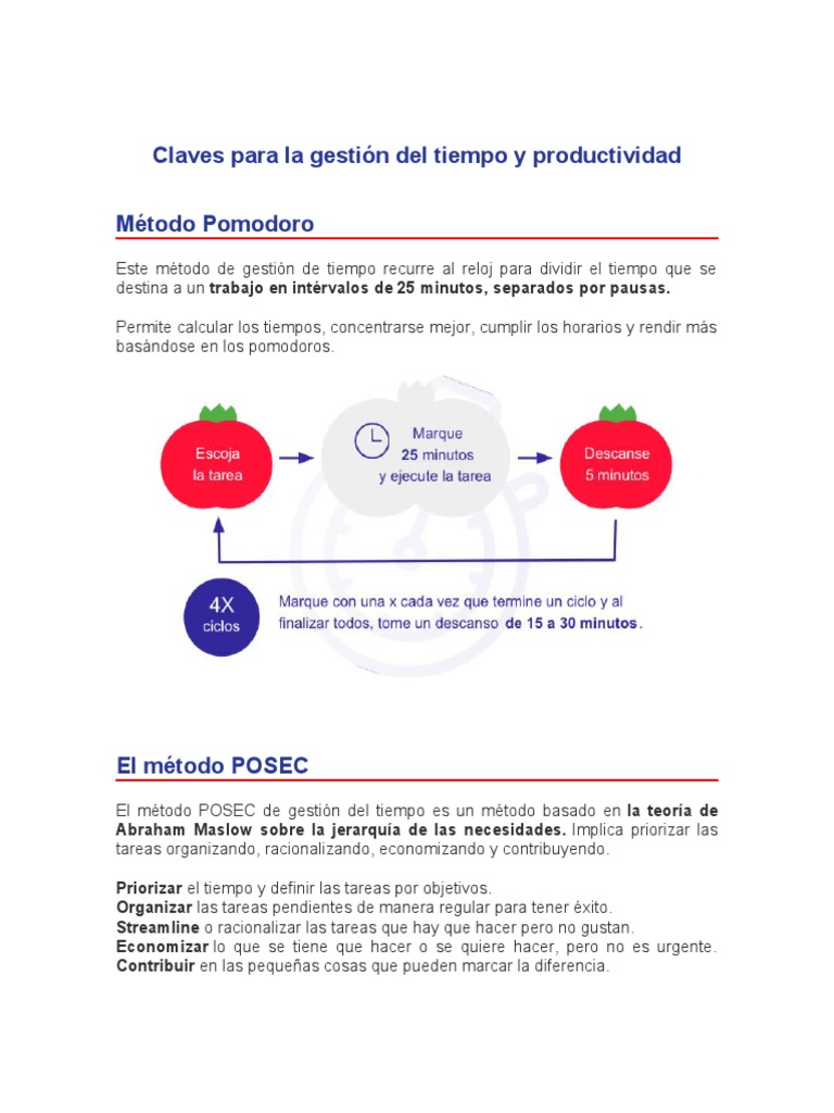 Métodos de Gestión del Tiempo Efectivos | PDF