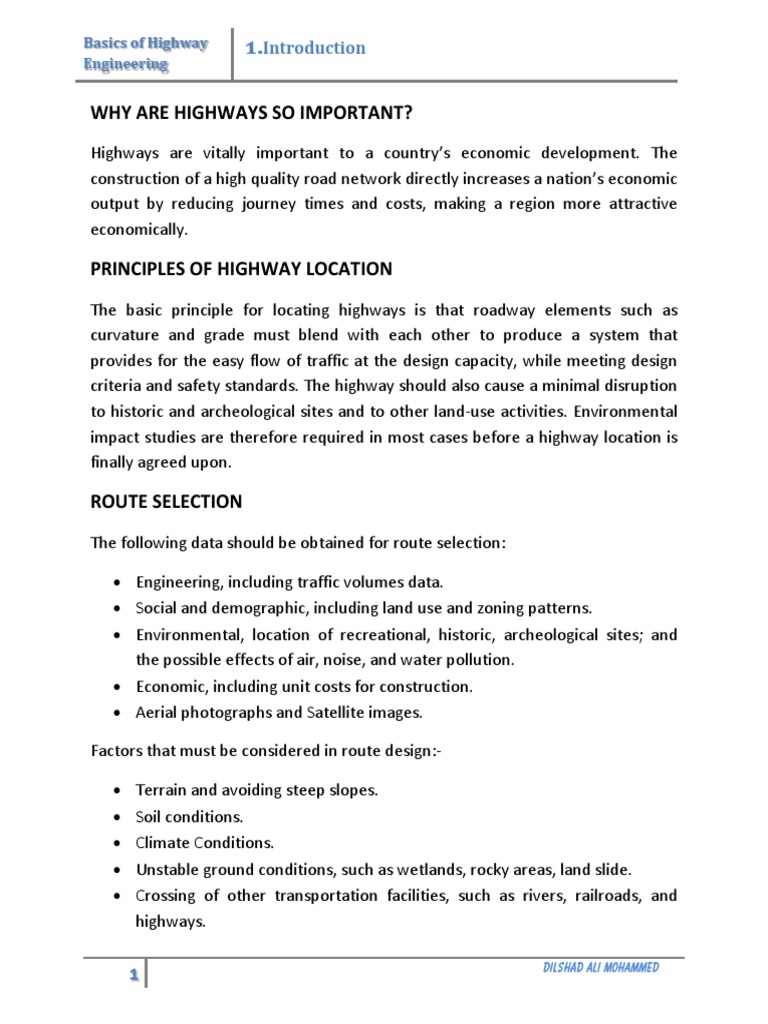 Why Are Highways So Important?: Basics of Highway Engineering | PDF ...