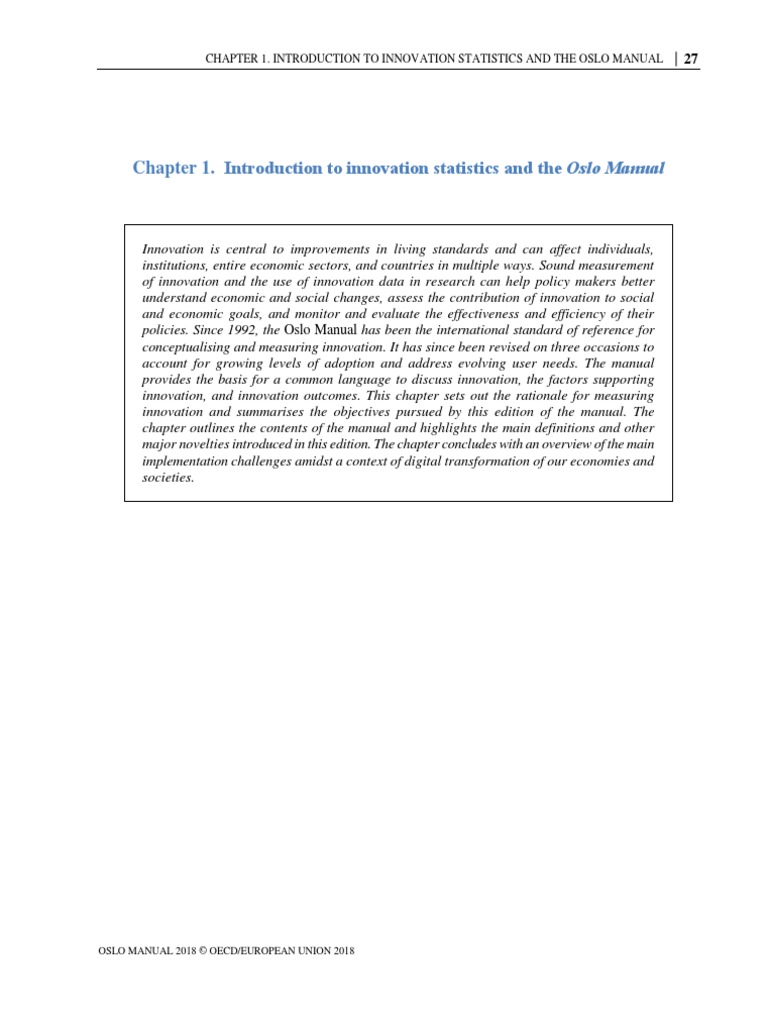 Cap 1 Oslo Manual 2018 | PDF | Innovation | Survey Methodology
