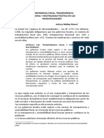 Transparencia Fiscal, Transparencia Funcional y Neutralidad Política en Las Municipalidades