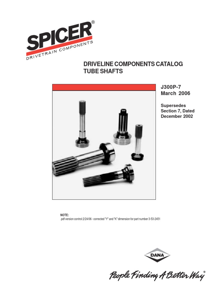 J300P-7 (1) - Spicer Tube Shafts | PDF | Pipe (Fluid Conveyance ...