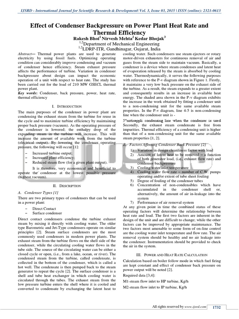 Effect of Condenser Backpressure On Power Plant Heat Rate and Thermal