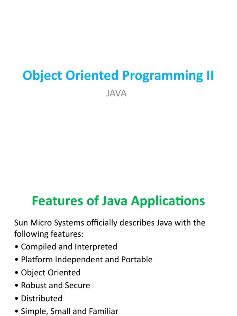 OOP II (Features, Compiler, Interpreter) | PDF | Java (Programming ...