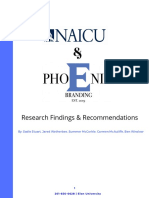 Research Findings & Recommendations: By: Sadie Stuart, Jared Wetherbee, Summer Mccorkle, Carmen Mcauliffe, Ben Winslow