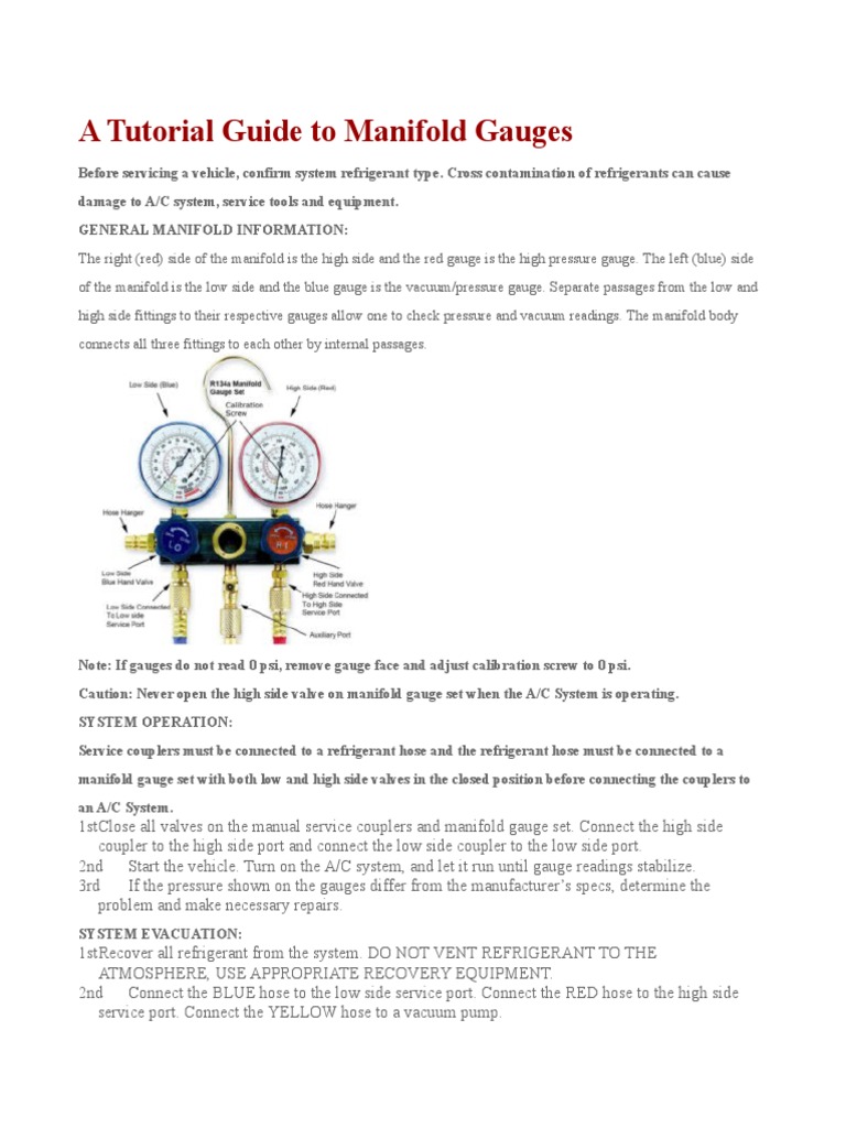 Tutorial Guide To Manifold Gauges PDF Valve Air Conditioning