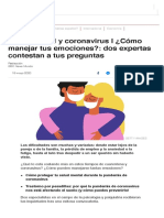 Salud mental y coronavirus | ¿Cómo manejar tus emociones?