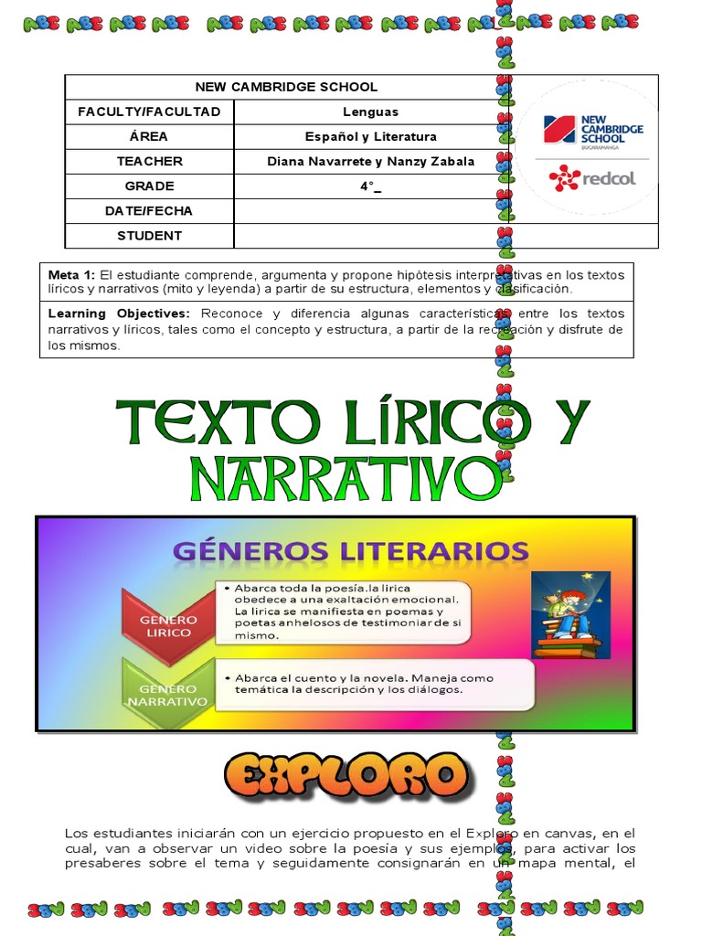 referir Chimenea Iluminar Guía Textos Líricos y Narrativos. | PDF | Rima | Poesía