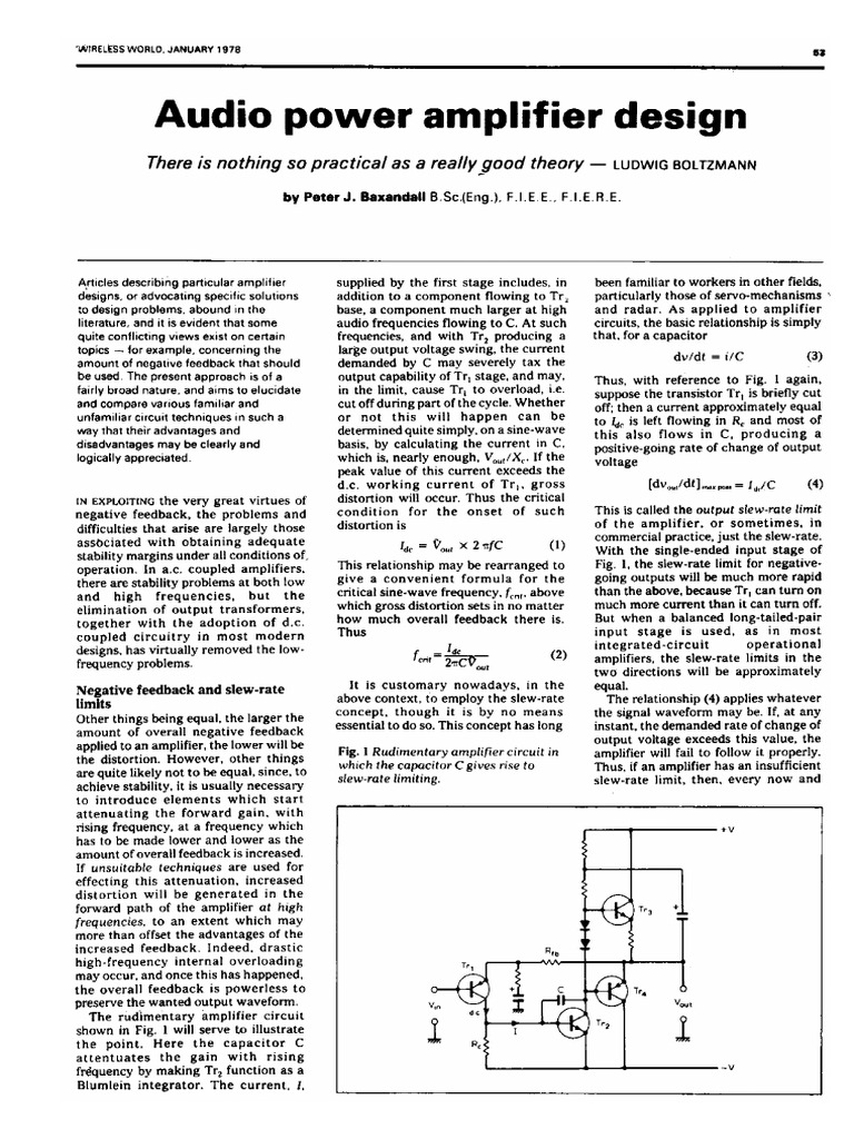 Baxandall Audio Power Amplifier Design PDF PDF